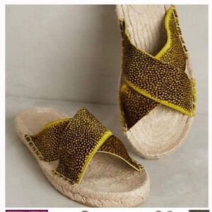 Anthropologie Miss Albright Calf Hair Slide Sandals